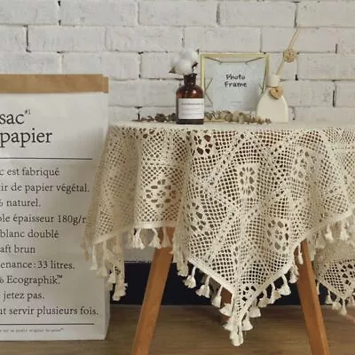 Coffee Table Crochet Lace Tablecloth Picnic Cloth Table Cover Home Decoration • $16.59