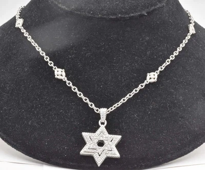 $195 • Buy Judith Ripka Sterling Silver CZ Encrusted Jewish Star Of David Pendant Necklace