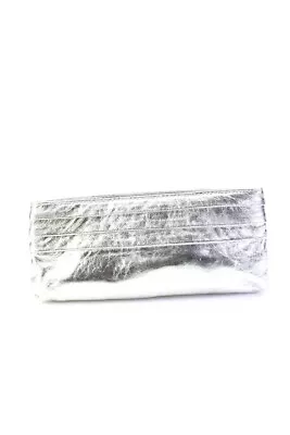 Lauren Merkin Women's Leather Metallic Hinged Clutch Bag Silver Size S • $48.79