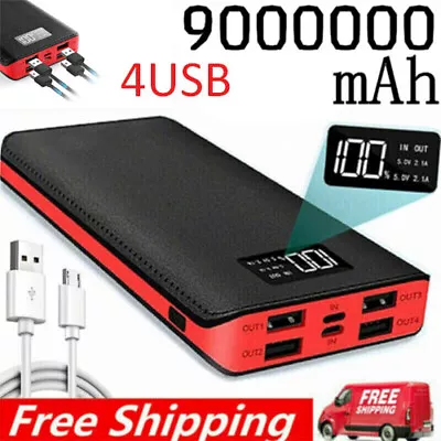 4USB 9000000mah LED LCD Power Bank Pack Backup Battery Charger For Mobile Phone • $27.85