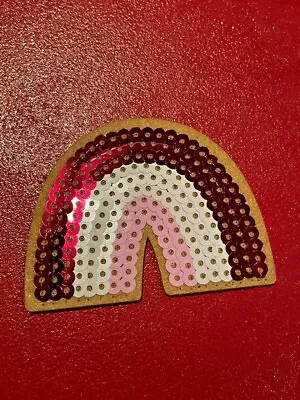Sew Iron On Patches Embroidery Cloth Stickers Fabric Patch Sequin RAINBOW • $1