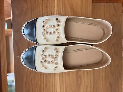 $450 • Buy Chanel Espadrilles (size 41) - Leather With Gold Detailing 