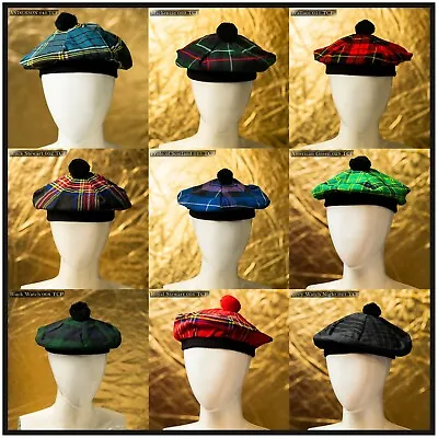 Scottish Traditional Tam O' Shatner Tammy Hat Flat Bonnet Kilt Many Tartans • $18.99