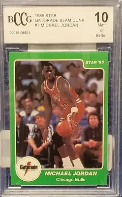 1985 Star Gatorade Slam Dunk #7 Michael Jordan Rookie Card BGS BCCG 10 Mint+ • $4599