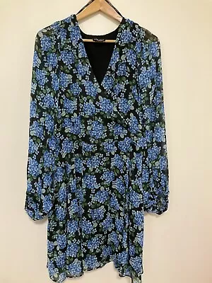 Blue Floral Balloon Sleeve Dress City Chic Size XS (14) • $8