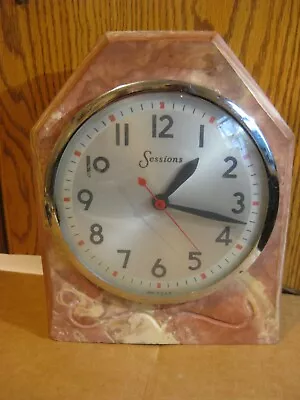 Vintage-heavy/ornate Pink 12-lb. Marble/granite Sessions Working Desk Clock • $15