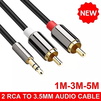 3.5MM Audio Aux To 2 RCA Connector Male To Male Aux Stereo Audio Cable Cord  • $20.99