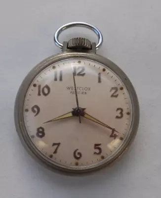 Vintage  Dollar  Watch Westclox Pocket Ben Pocket Watch 1950's Runs Lot# 17 • $19.99