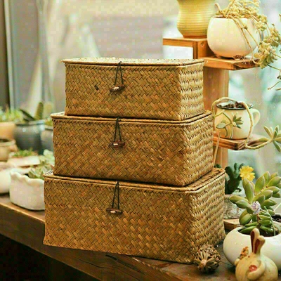 £12.11 • Buy Vintage Seagrass Under Bed Storage Basket Sundries Boxes Home Storage & Decor