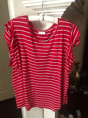 24/7 By Maurices Red And White Cap Sleeve Top - Size 4X • $12