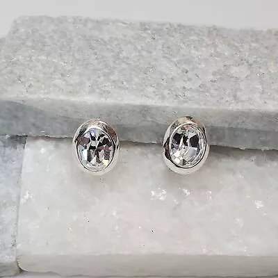 Monet Sparkling Rhinestone Silver Tone Clip Earrings • $14