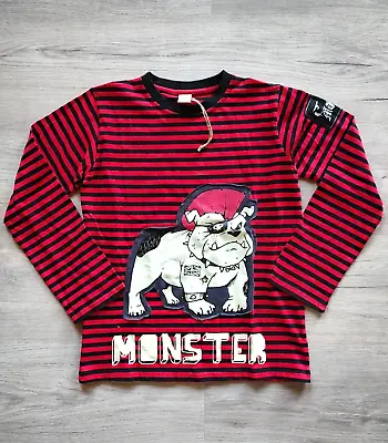 Monster Republic Striped Bulldog Long Sleeve Shirt Boys 10 12 New • $65