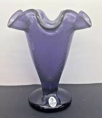 Vintage Fenton 5688 LY Hyacinth Threaded Diamond Optic Vase • $69.97