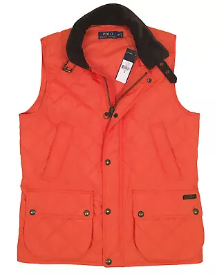 $139.99 • Buy NEW Polo Ralph Lauren Quilted Vest!  Orange Navy Red   Womens   Equestrian Style