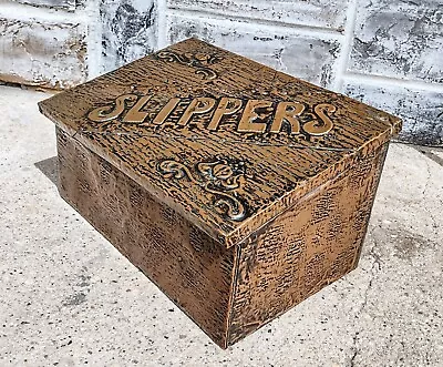 Antique Arts & Crafts Hammered Tooled Copper Slippers Storage Box • $139.99