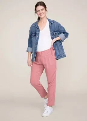 Hatch Maternity Women's THE JENSIE PANT Cropped W/Pockets Vintage Rose $198 NEW • $59.40