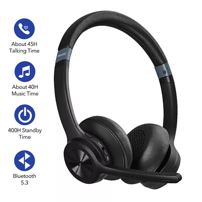 Mpow HC9 Bluetooth 5.3 Headsets With Microphone Wireless Headphones For Business • $47.99