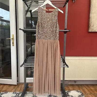 Maya Sequin Bridesmaid Prom Ball Party Dress 10Tall • £20