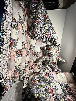 Vintage Sweet Pea Of California Baby Crib Nursery Comforter Set Ruffled  • $63