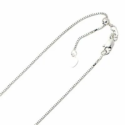 .85mm Solid Adjustable Box Chain Necklace REAL 10K White Gold Up To 22  3grm • $178.19