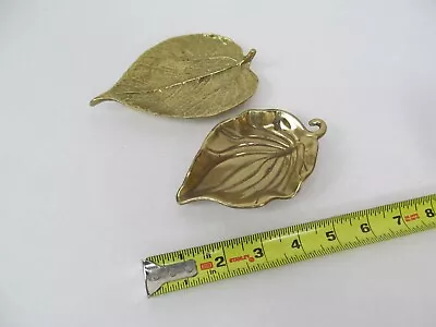 $23.99 • Buy 2 Vintage Brass Leaf Trinket Dishes 1 VA Metalcrafters Mulberry