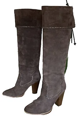 Michael Kors Size 10 Brown Suede Cuffed Boots Italy “Neptune”EUC Boho Knee High • $55