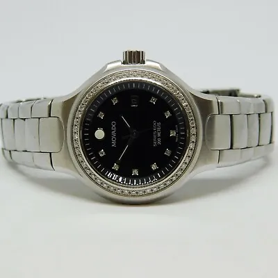 MOVADO Series 800 Diamond Bezel Quartz Women's Watch Sz. 5 1/2  New Battery • $599.99