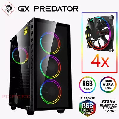 GX Draco Mid-Tower PC Gaming Case ATX MATX ITX Computer Tempered Glass ARGB Fans • $128