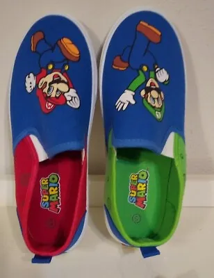 Nintendo Super Mario Brothers Mario & Luigi Boys Slip On Shoes Multicolor Size 5 • $34.85
