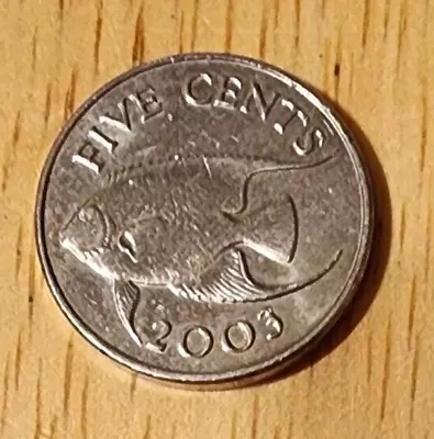 Bermuda 5 Cents 2003 /queen Elizabeth Tropical Fish Island Foreign Pirate Money • $1.25