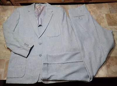 Penneys GENTRY 60s Vintage Blue Fleck SINGLE Breasted Suit 40 Jkt 30x31 Pants • $35