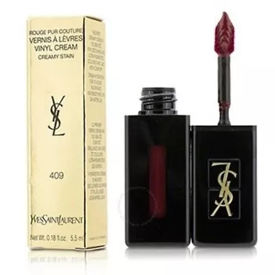 YSL Red Lip Gloss Lip Stain 409 Burgundy Vibes Creamy Yves Saint Laurent NEW • £14.95