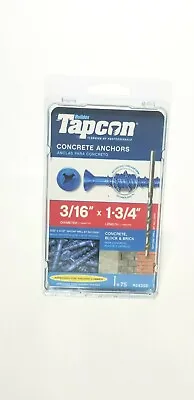 Tapcon 3/16  X 1-3/4  Phillips Flat-Head Concrete Anchors 75 Total  • $13.99