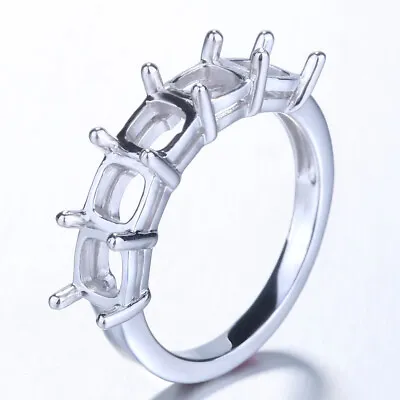10K White Gold Wedding Semi Mount Solitare Engagement Prong Ring 5mm Cushion Cut • $379
