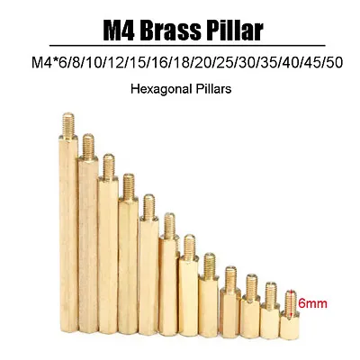 M4 Brass  Hexagonal Pillars  Male-Female Hex Standoff Screw PCB Spacer Pillar • £1.38