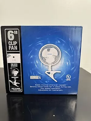 Hurricane Classic 6  Clip Fan 2 Speed Desk Table Fan W/ Adjustable Tilt White • $16