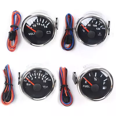 4 Gauge Set Speedometer Programmable Tachometer Fuel Volt Oil Pressure Temp  • $39.90