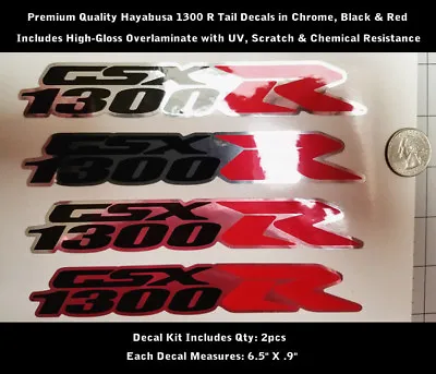1300 R Hayabusa GSXR Tail Decal Kit 2pcs Chrome Red Black UV Laminated 0172 • $14.95