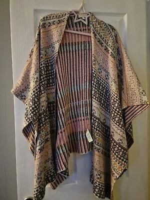 Monsoon Knit Shawl Fairisle Pink And Grey • £12