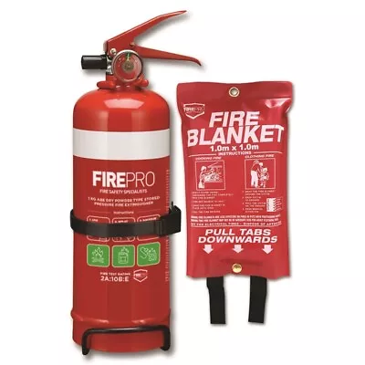 ✅ FirePro Fire Extinguisher 1Kg W/ Blanket Dry Powder Safety Kit 2A:10B:E • $39.80