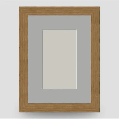 OAK STYLE 7x5 PHOTO FRAME Incl LIGHT GREY Mount For 5x3 PICTURE ART CRAFT • £10.50