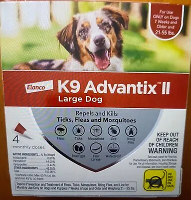 K9 Advantix II Flea Medicine Large Dog 4 Month Supply Pack K-9 21- 55 Lbs  Ticks • $36.99