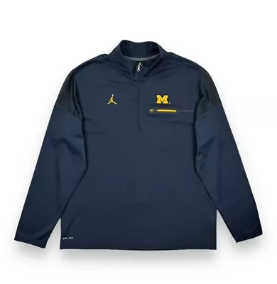 Nike Air Jordan Michigan Wolverines 1/4 Zip Pullover Dri-Fit Mens Medium • EUC • $35