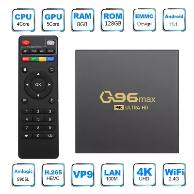 Q96 Max Android 10 Quad Core Smart TV Box WIFI 4K UHD Set Top Box Media Player  • £32.39