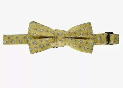 $10.99 • Buy Isaac Mizrahi Silk Print Bow Tie BOYS 4'x2' Adjustable Gold & Blue For Easter 