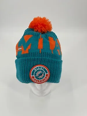 Miami Dolphins Team Issued Nfl New Era Logo Beanie All Sizes! Orange Pom New! • $15.99