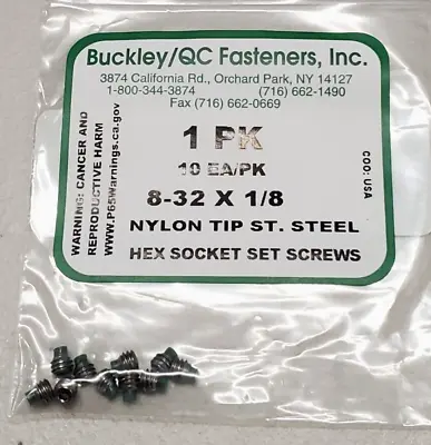 New 8-32 X 1/8  Nylon Tip Set Screws Stainless Steel Hex Socket (10pk) • $9
