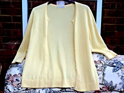 Marks And Spencer  Soft Yellow 100% Cashmere Round  Neck  Cardigan • £25.95