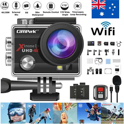 Campark 4K UHD 20MP Action Camera WiFi Sports Cam IP66 Remote Control As Go Pro • $82.15