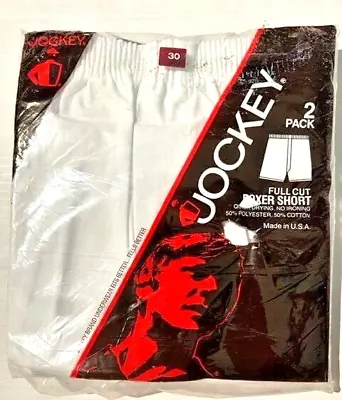 Vtg 1983 New JOCKEY 2pk Boxer Short Mens Wht Full Cut Underwear Sz 30 Deadstock • $39